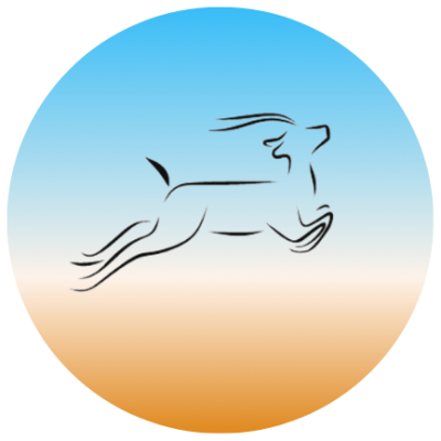Antelope Recovery Logo, with a line drawing of a leaping antelope
