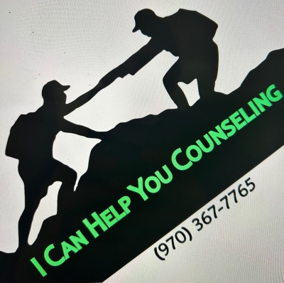 I Can Help You Counseling logo, picture of a person helping another person up a hill.