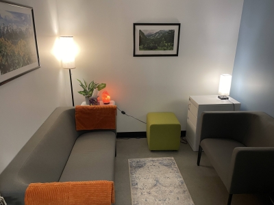 Broomfield office, with sofa and chair