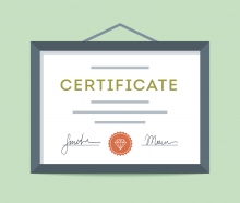 Illustration of framed certificate hanging on the wall
