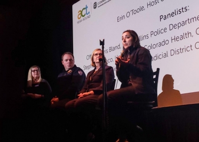 Stephanie Williams speaking as part of a panel discussion on behavioral health and the justice system.