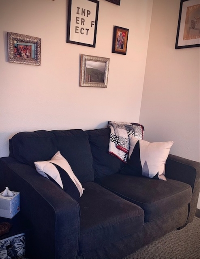 Kindred Counseling Office 1, with sofa with pillows